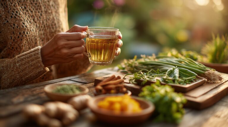 Ayurvedic lifestyle scene middle aged person ajurveda