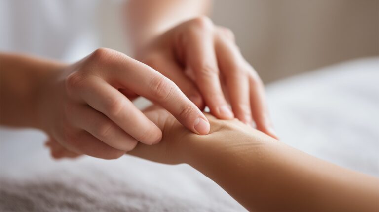 Realistic photo close up of ayurvedic pulse reading ajurveda cz