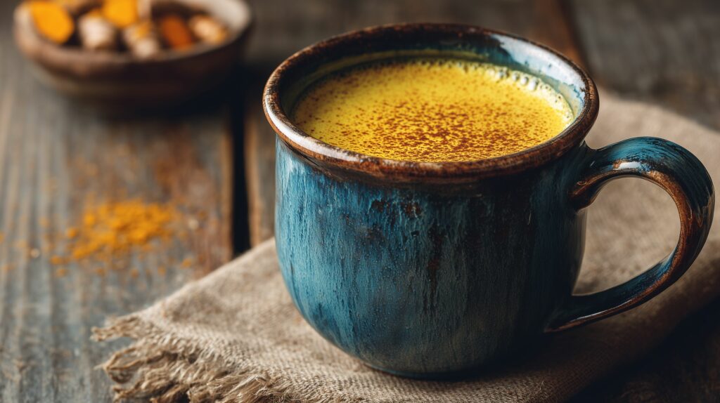 Golden turmeric latte with coconut milk ajurveda cz