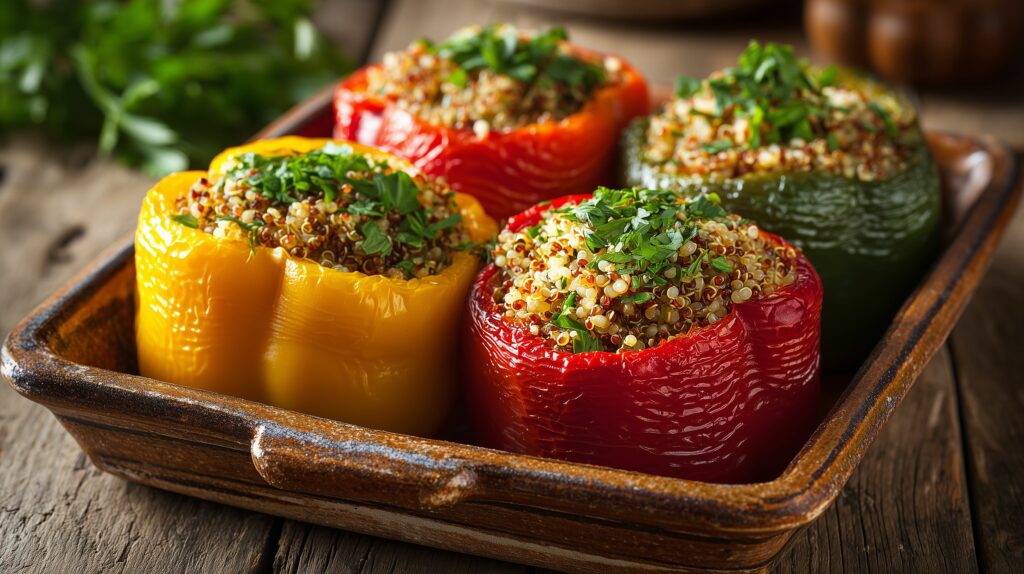 Stuffed bell peppers with quinoa and herbs ajurveda cz