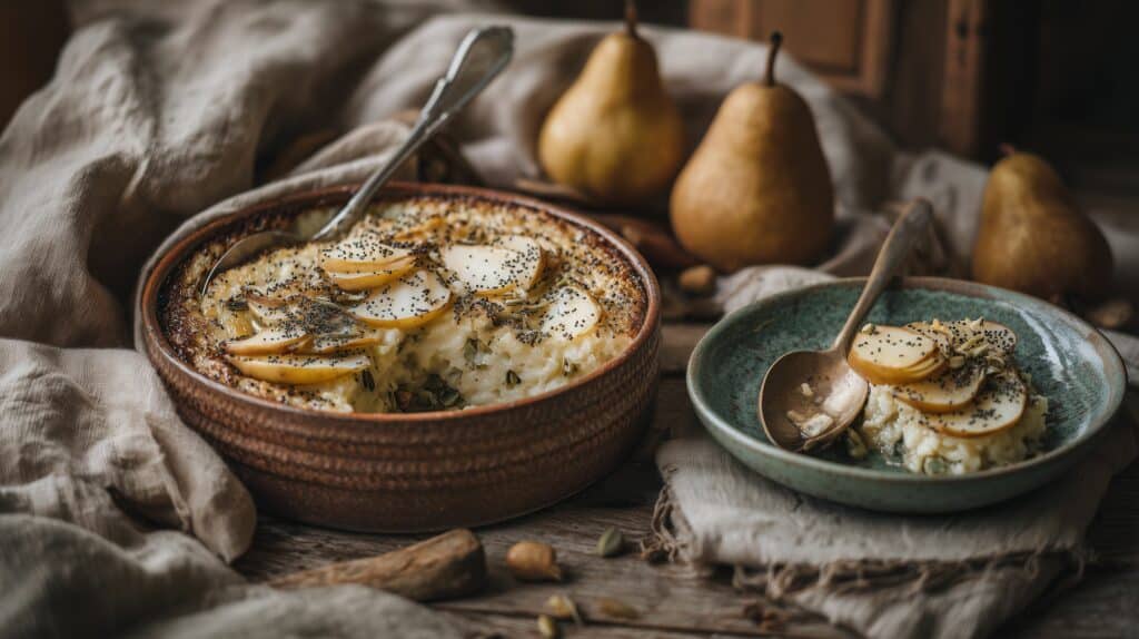 Baked rice pudding with pears and poppy seeds ajurveda cz