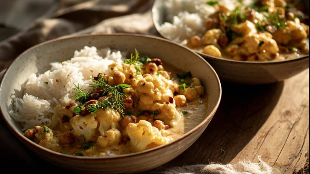 Cauliflower and chickpea korma ajurveda cz