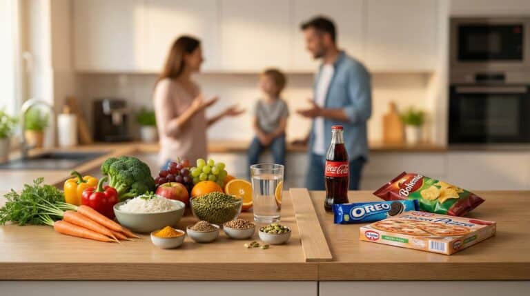 Čerstvá zelenina, bylinky a ájurvédské ingredience v zahradním prostředí jako kontrast k průmyslově zpracovaným potravinám (UPF)