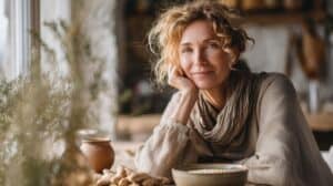 Žena snídá ájurvédskou kaši z ječmene, zdravé stravování při cukrovce