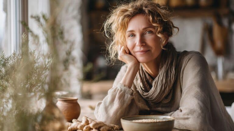 Žena snídá ájurvédskou kaši z ječmene, zdravé stravování při cukrovce